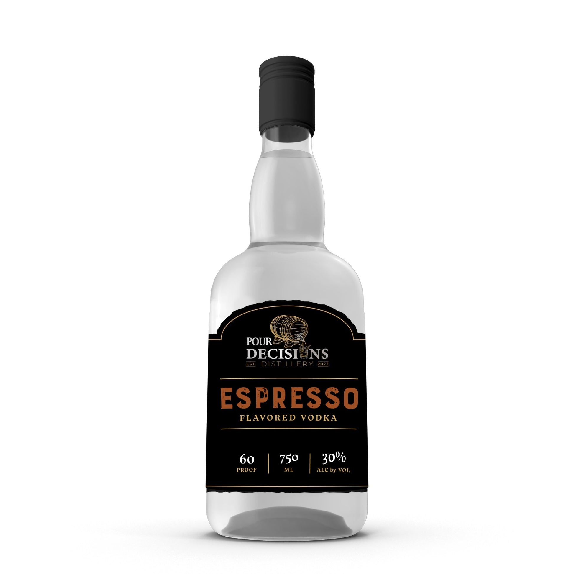 espresso vodka bottle mockup