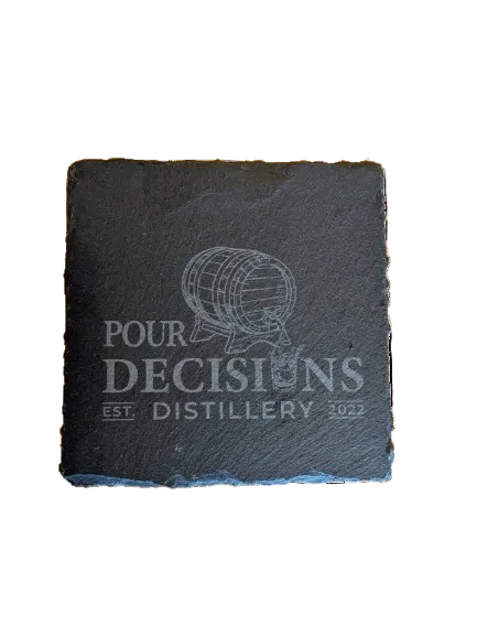 Engraved natural slate coaster